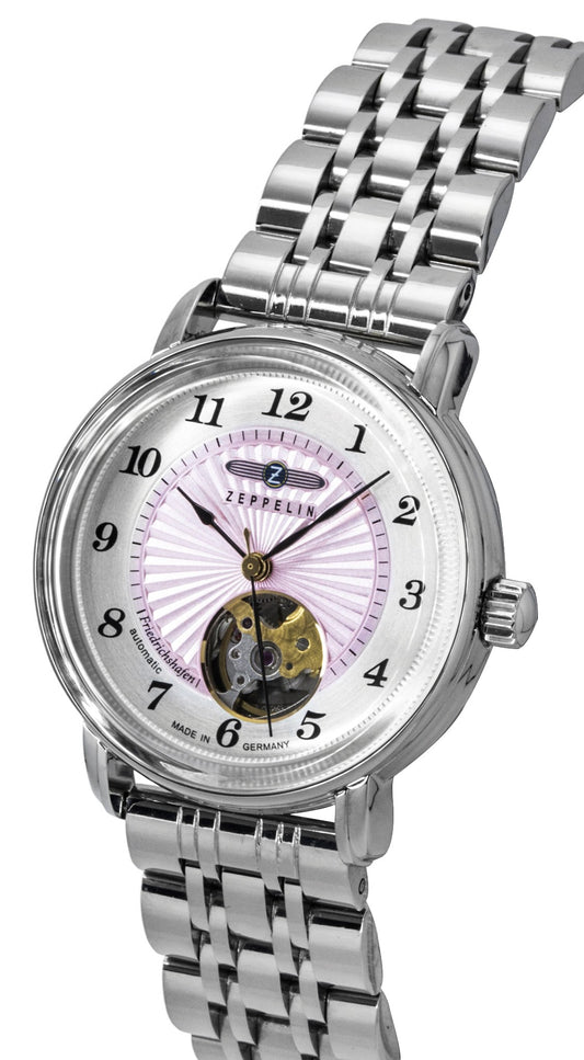Zeppelin Friedrichshafen Stainless Steel Pink Dial Automatic 8569M5 Women's Watch