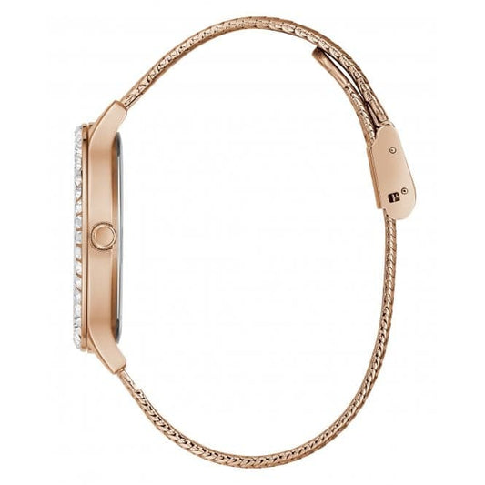 Guess Watches Ladies Soiree Stainless Steel Mesh Rose Gold Watch Gw0402l3