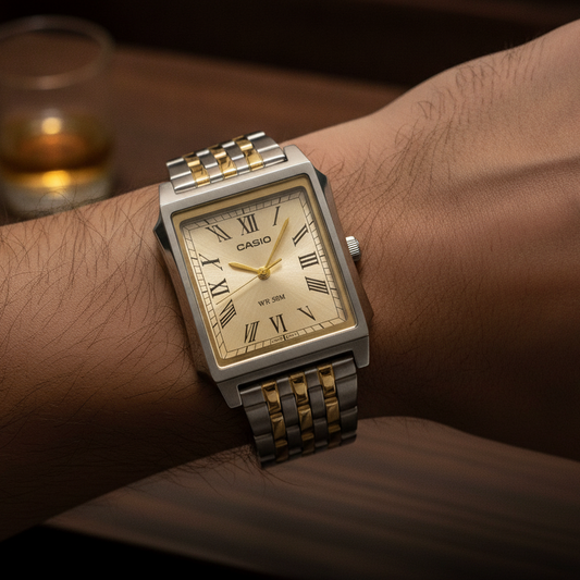 Casio Analog Stainless Steel Gold Dial Quartz MTP-B190SG-9BV Men's Watch — lifestyle