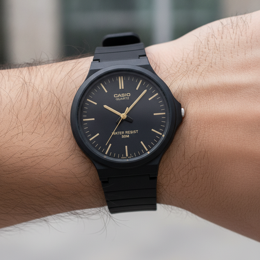 Casio Standard Analog Resin Strap Black Dial Quartz MW-240-1E2V Men's Watch — lifestyle
