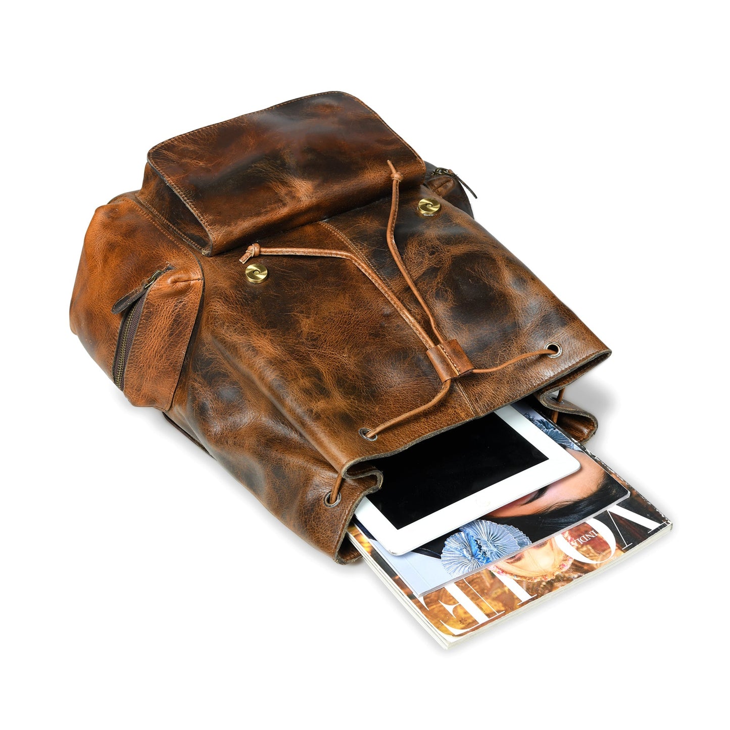 Vortex Leather Backpack: Burnt Brown - Veloce - The App For Watch Collectors
