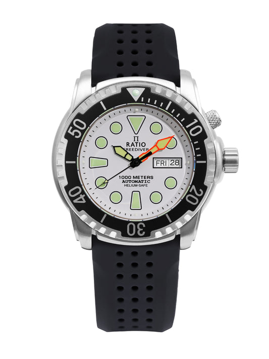 Ratio FreeDiver Version 02 Helium Safe 1000M Sapphire Automatic White Dial 1068HA90-34VA-WHT-V02 Men's Watch