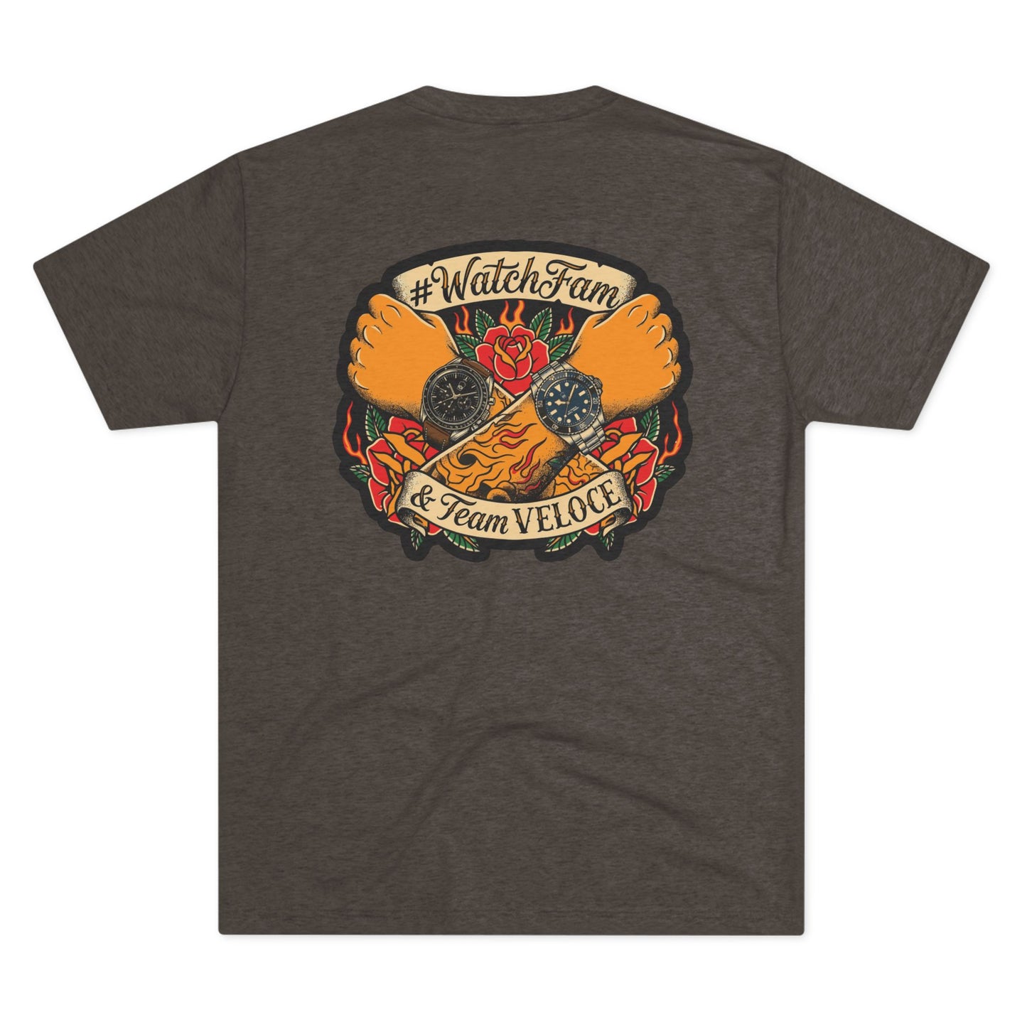 Team VELOCE WatchFam T-Shirt - Tri - Blend Crew Tee Shirt - Veloce - The App For Watch Collectors