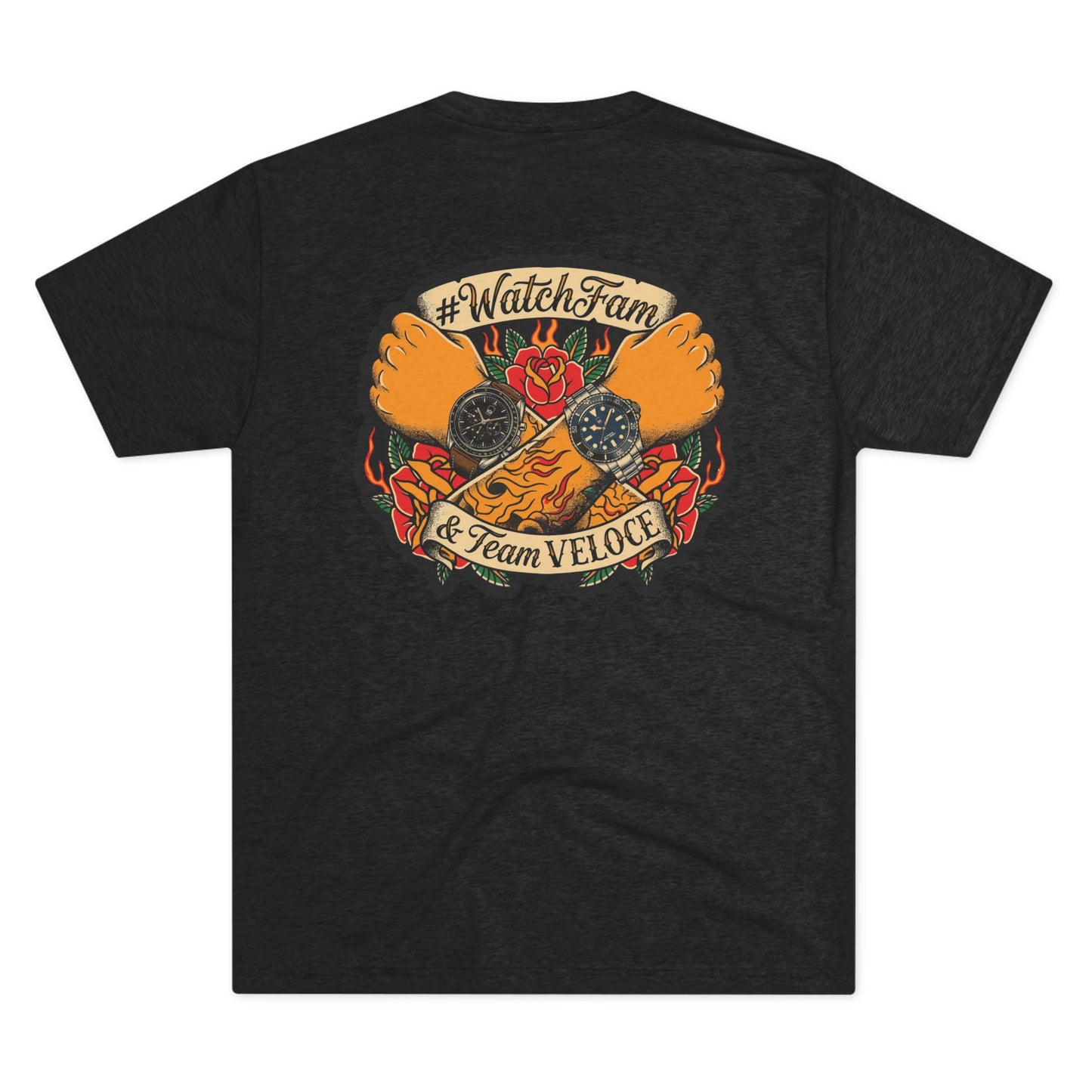 Team VELOCE WatchFam T-Shirt - Tri - Blend Crew Tee Shirt - Veloce - The App For Watch Collectors