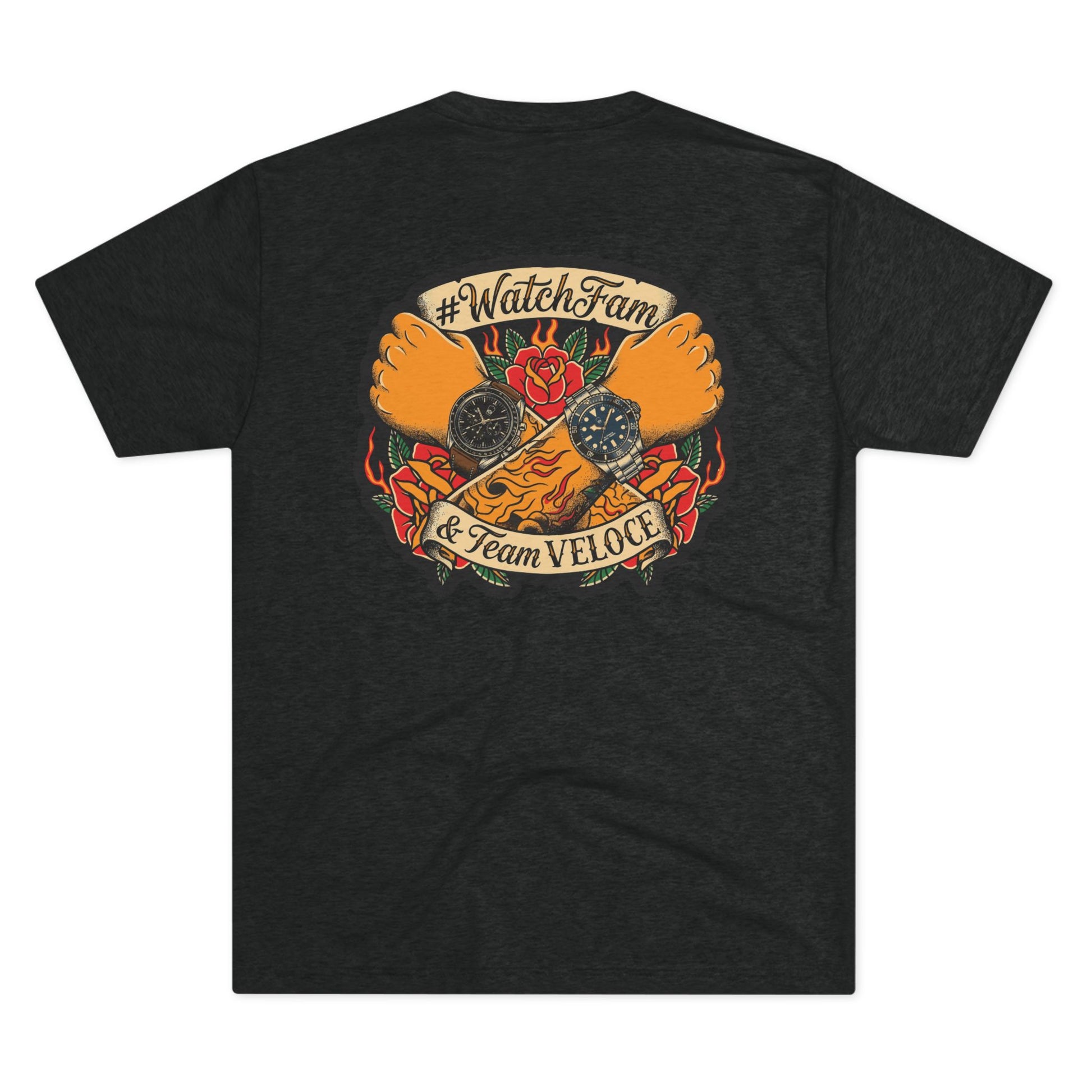 Team VELOCE WatchFam T-Shirt - Tri - Blend Crew Tee Shirt - Veloce - The App For Watch Collectors
