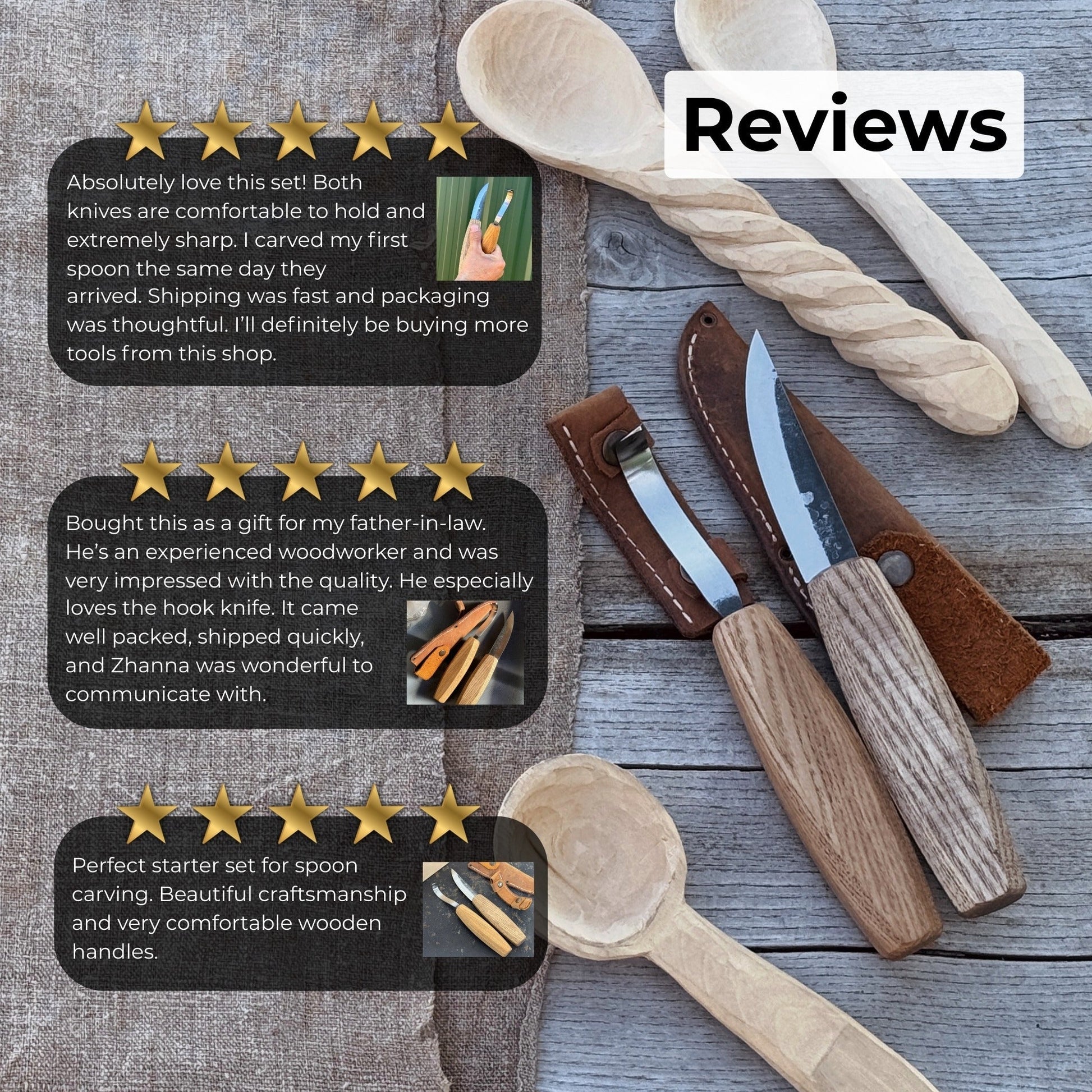2 - Piece Wooden Spoon Carving Set - Veloce - The App For Watch Collectors