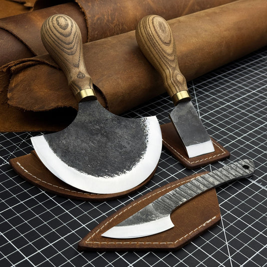 3 - Piece Leatherworking Knife Set with Leather Sheaths - Veloce - The App For Watch Collectors