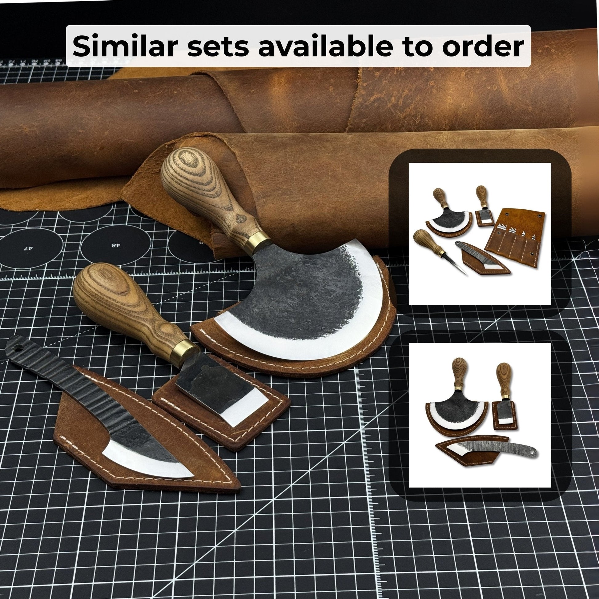 3 - Piece Leatherworking Knife Set with Leather Sheaths - Veloce - The App For Watch Collectors