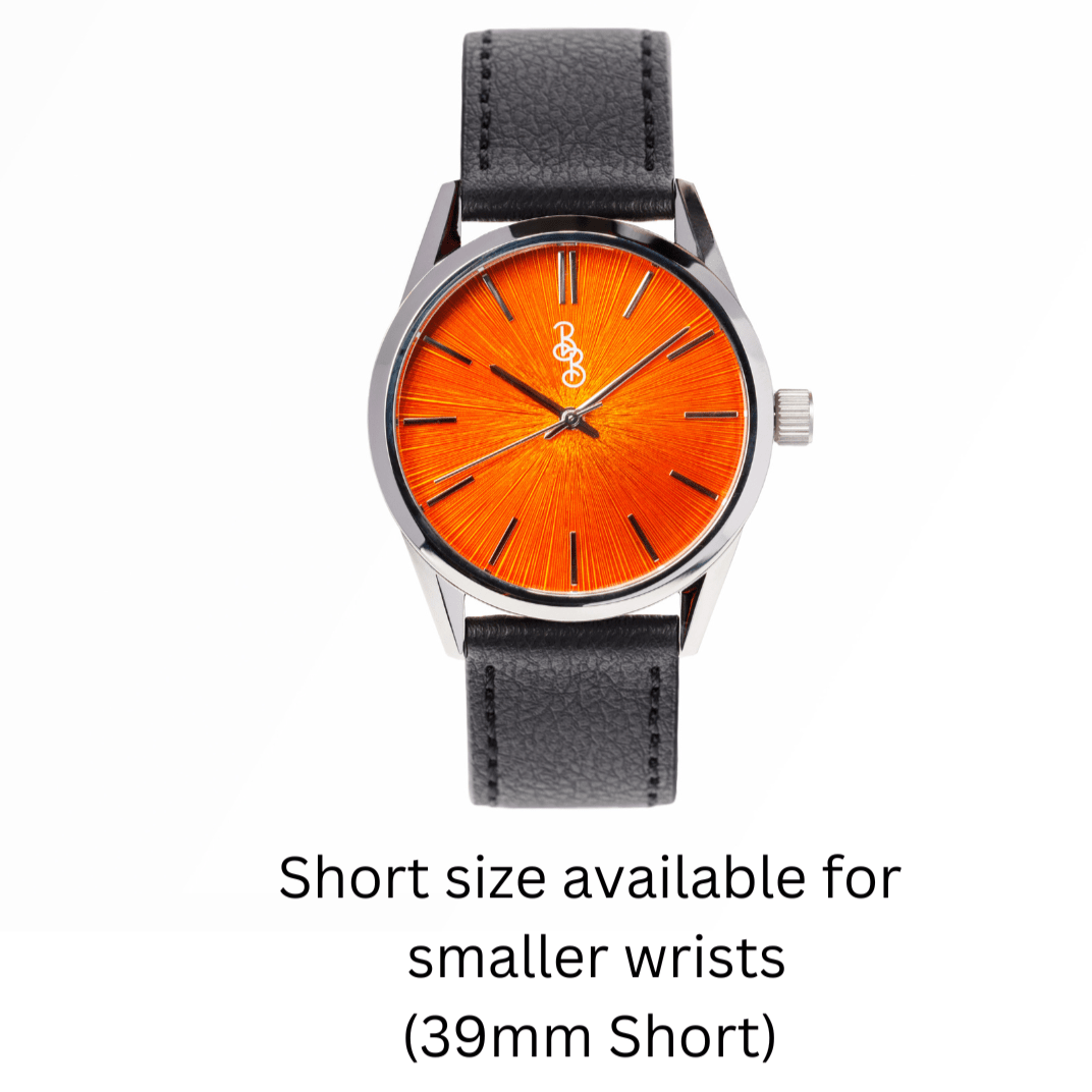 Orange Sunburst Watch Leather And Stainless Steel Straps - Veloce - The App For Watch Collectors