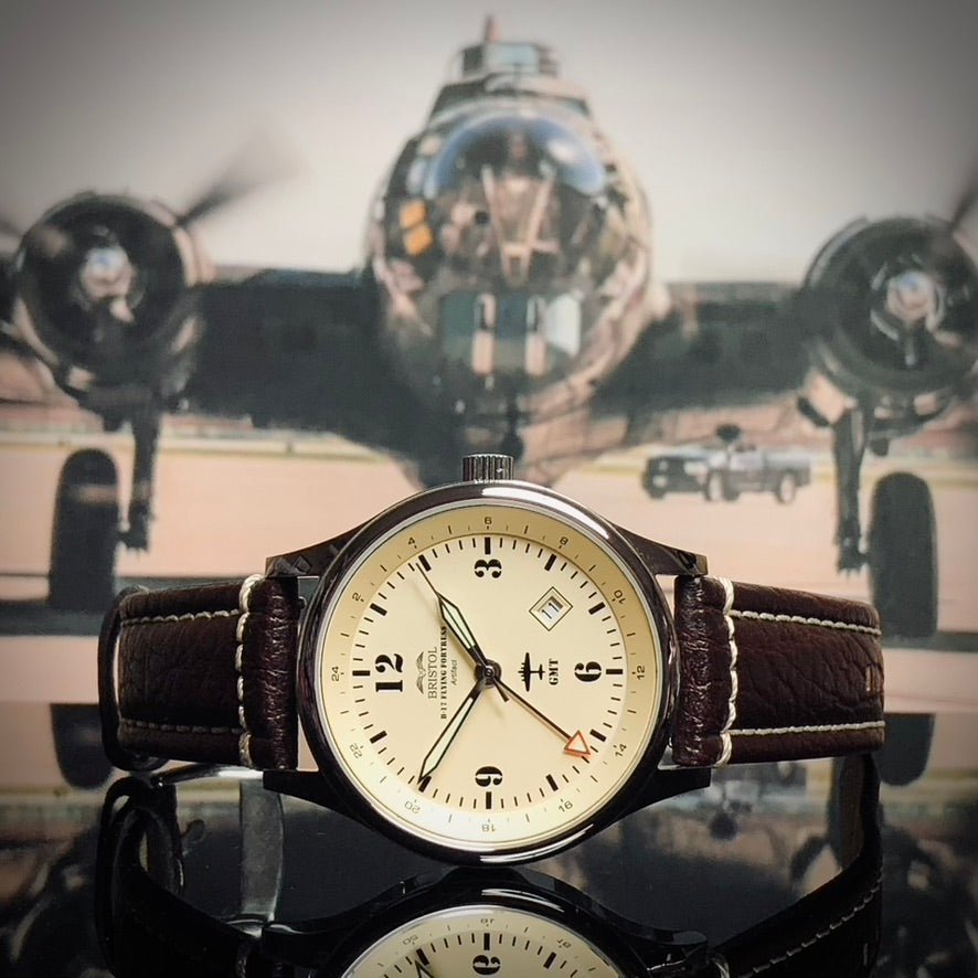 B17 Tribute Polished Stainless Beige Dial Brown Leather - Veloce - The App For Watch Collectors