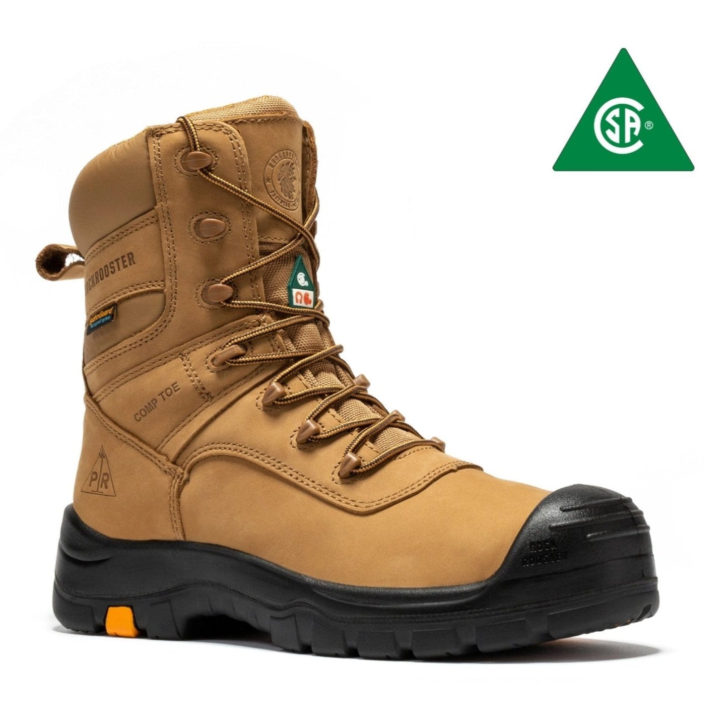 rockrooster Beaufort Men's Brown 8 inch Waterproof Composite Toe Work Boots AK831 - Veloce - The App For Watch Collectors
