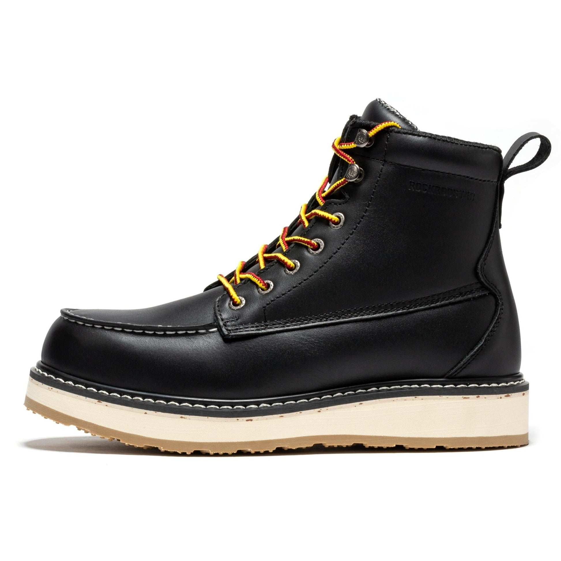 ROCKROOSTER Trinidad Men's 6 inch Black Steel Toe Wedge Work Boots SAP2301 - Veloce - The App For Watch Collectors