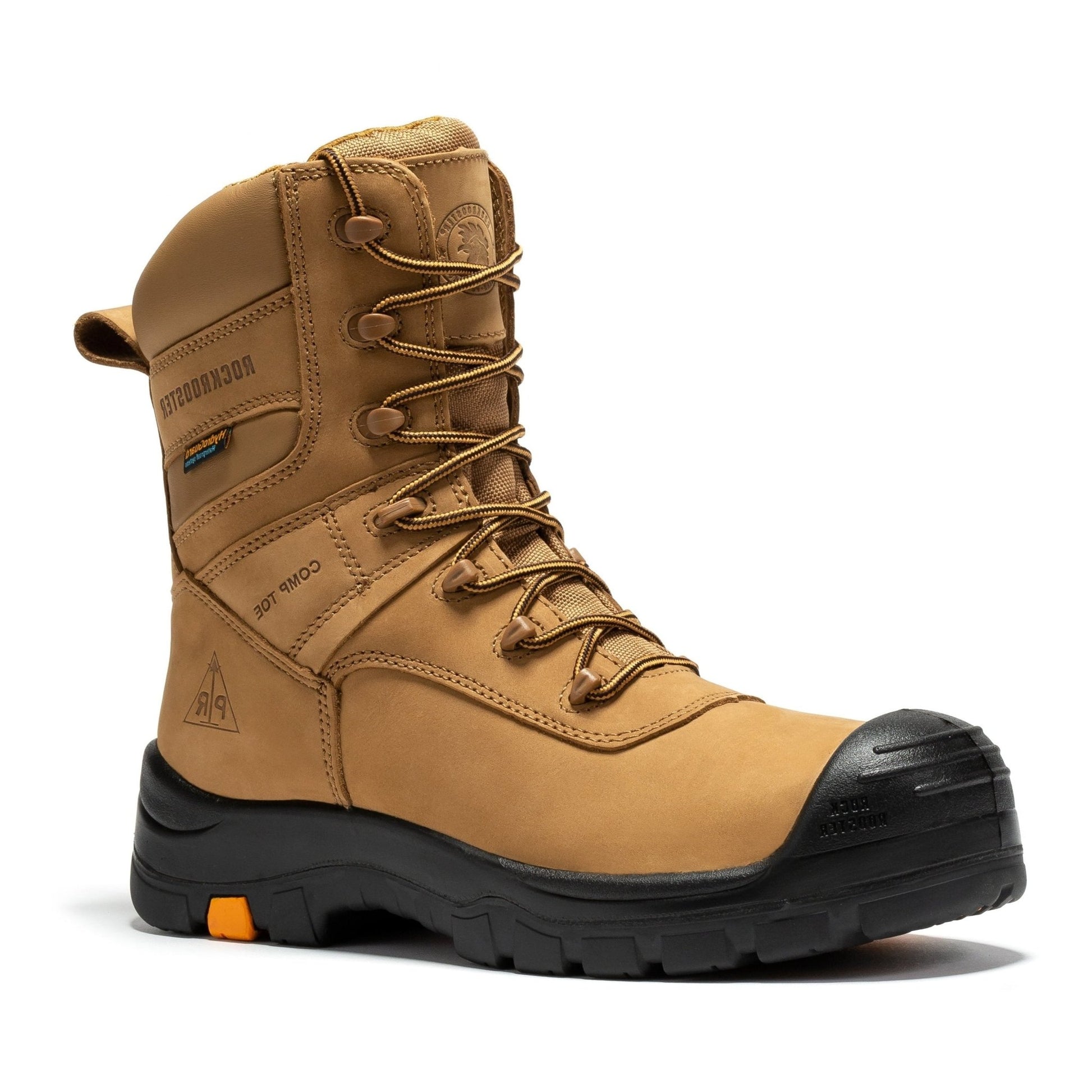 rockrooster Beaufort Men's Brown 8 inch Waterproof Composite Toe Work Boots AK831 - Veloce - The App For Watch Collectors