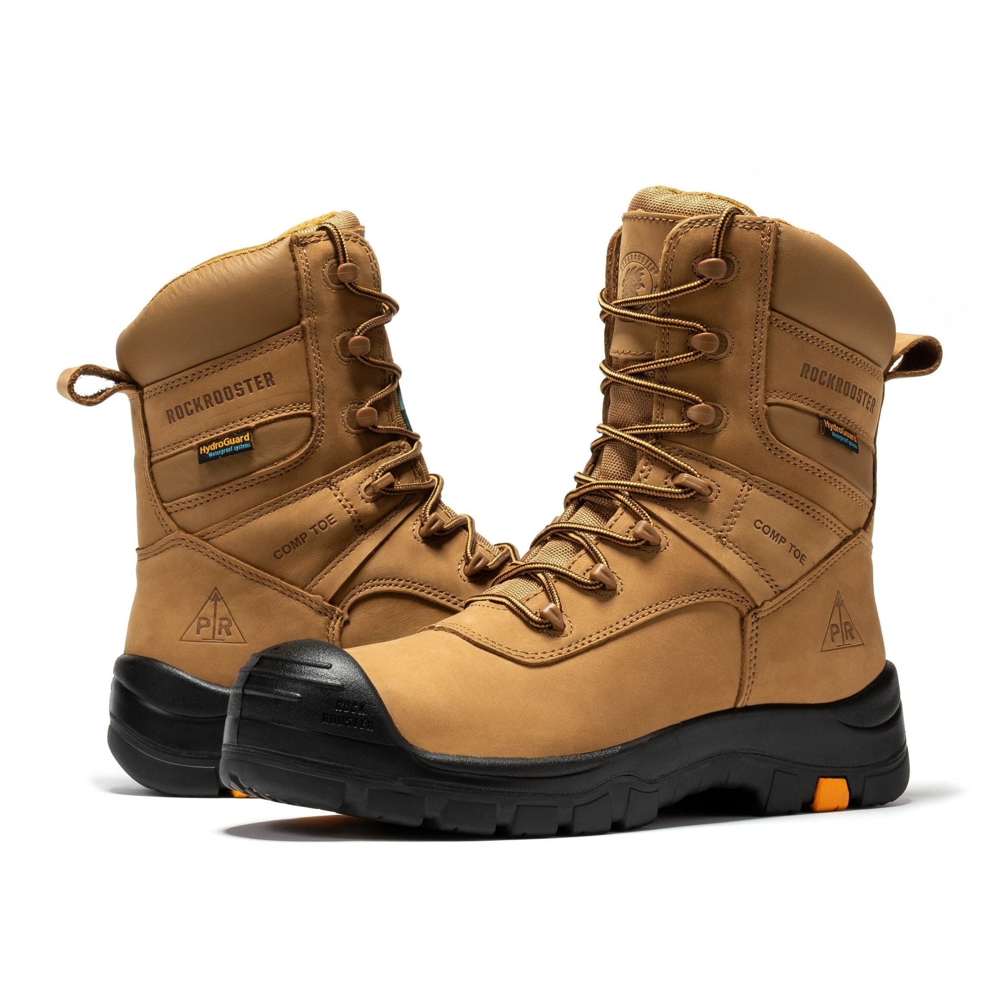 rockrooster Beaufort Men's Brown 8 inch Waterproof Composite Toe Work Boots AK831 - Veloce - The App For Watch Collectors