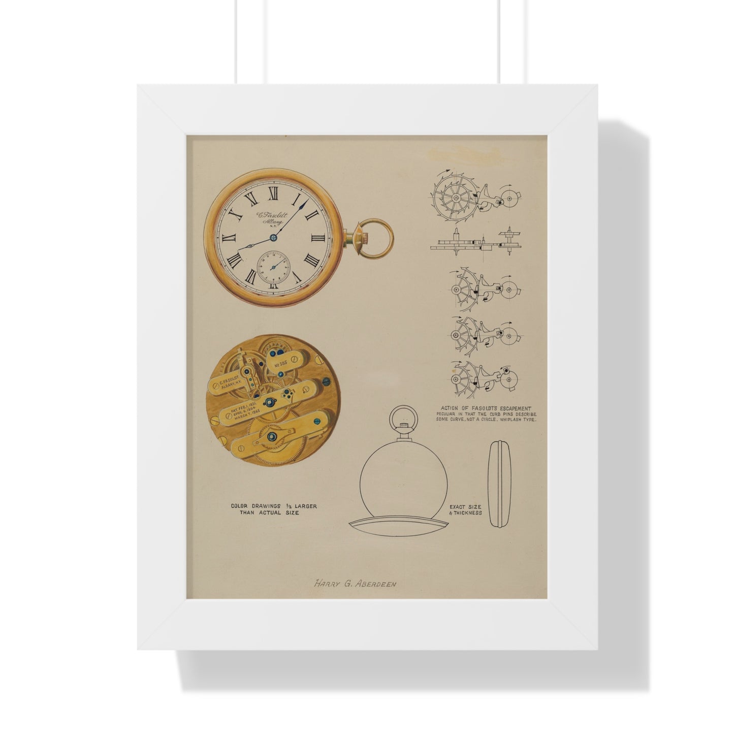 Harry G Aberdeen Watch and Case Framed Matte Print 1937 - Veloce - The App For Watch Collectors