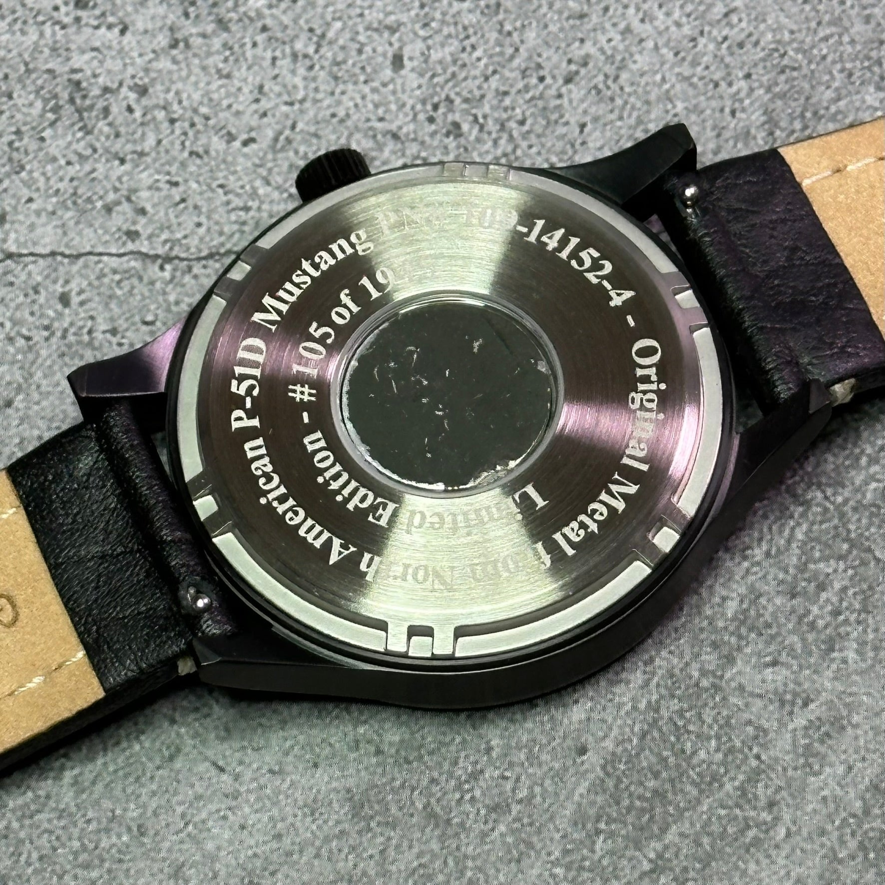 P51 Mustang Tribute Watch Steel Black Leather Classic Band - Veloce - The App For Watch Collectors