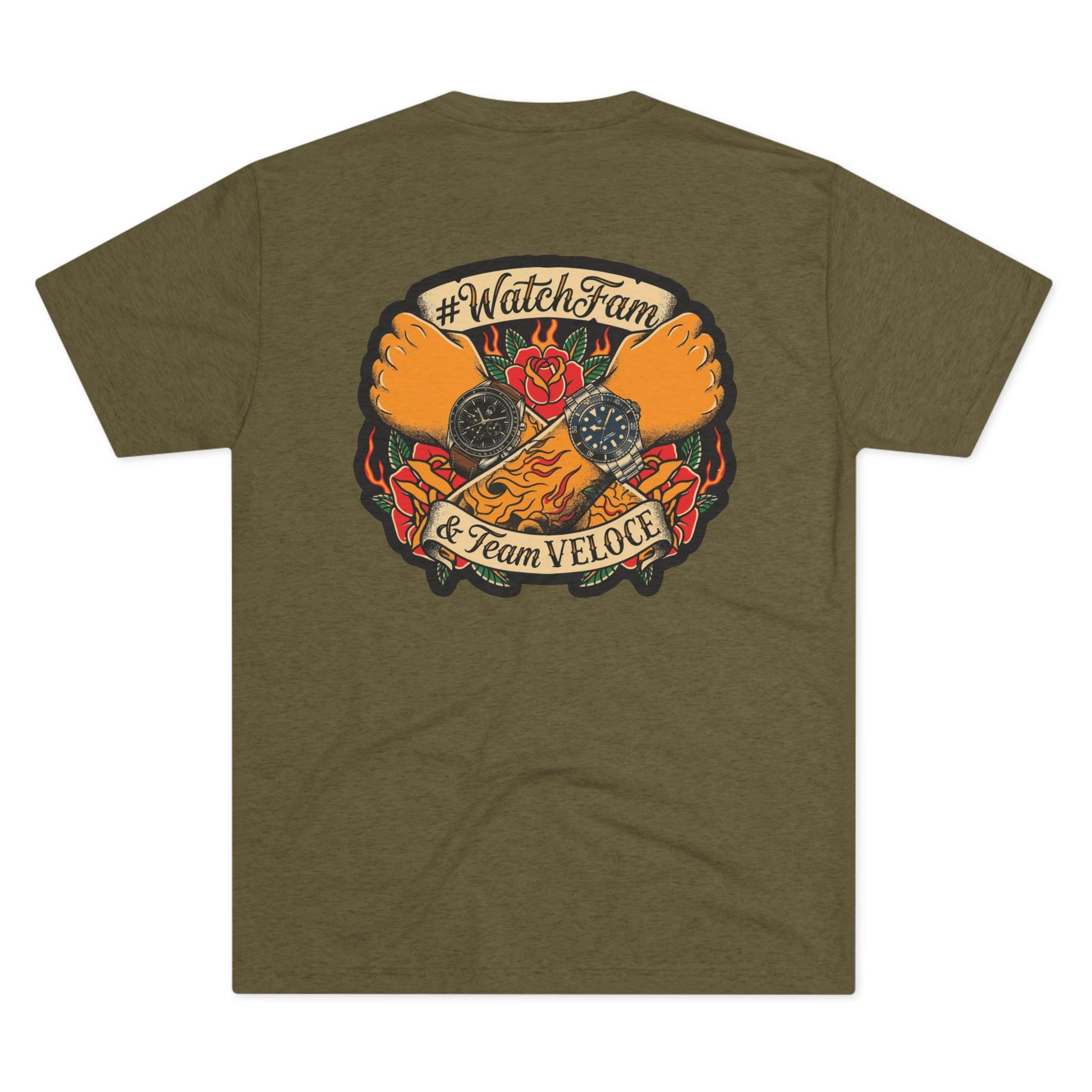 Team VELOCE WatchFam T-Shirt - Tri - Blend Crew Tee Shirt - Veloce - The App For Watch Collectors