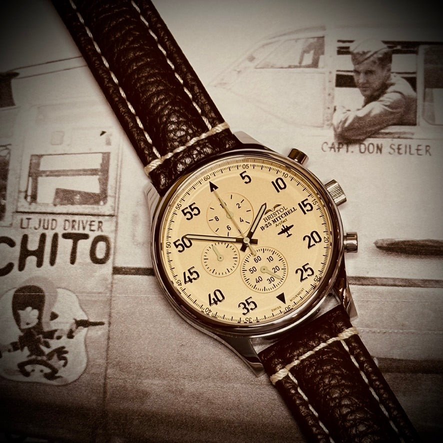 B25 Mitchell Tribute Watch Stainless Steel Beige Dial - Veloce - The App For Watch Collectors