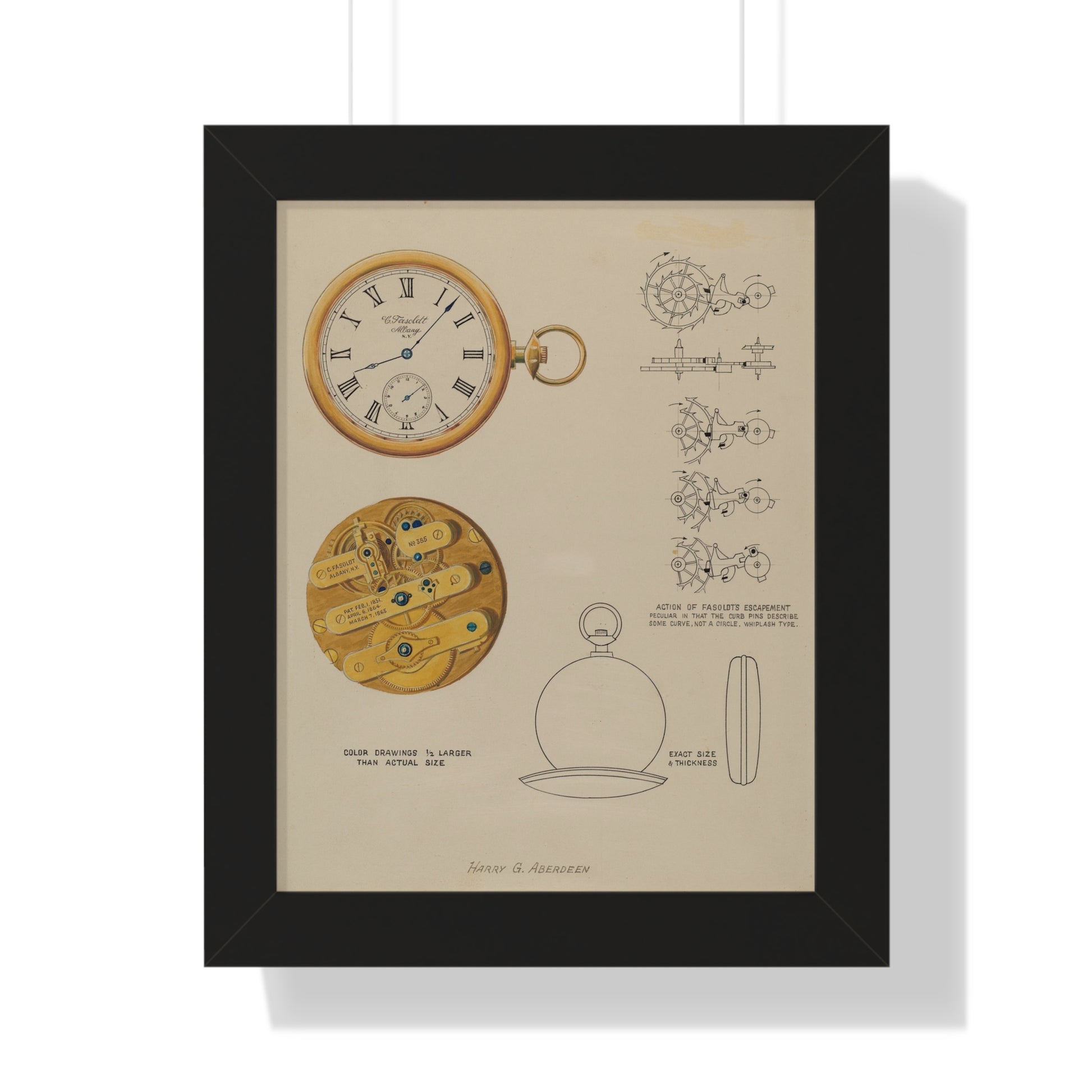 Harry G Aberdeen Watch and Case Framed Matte Print 1937 - Veloce - The App For Watch Collectors