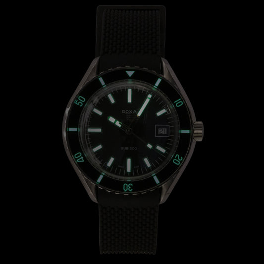 Doxa SUB 200 Sharkhunter FKM Rubber Strap Black Dial Automatic Diver's 799.10.101.20 200M Men's Watch