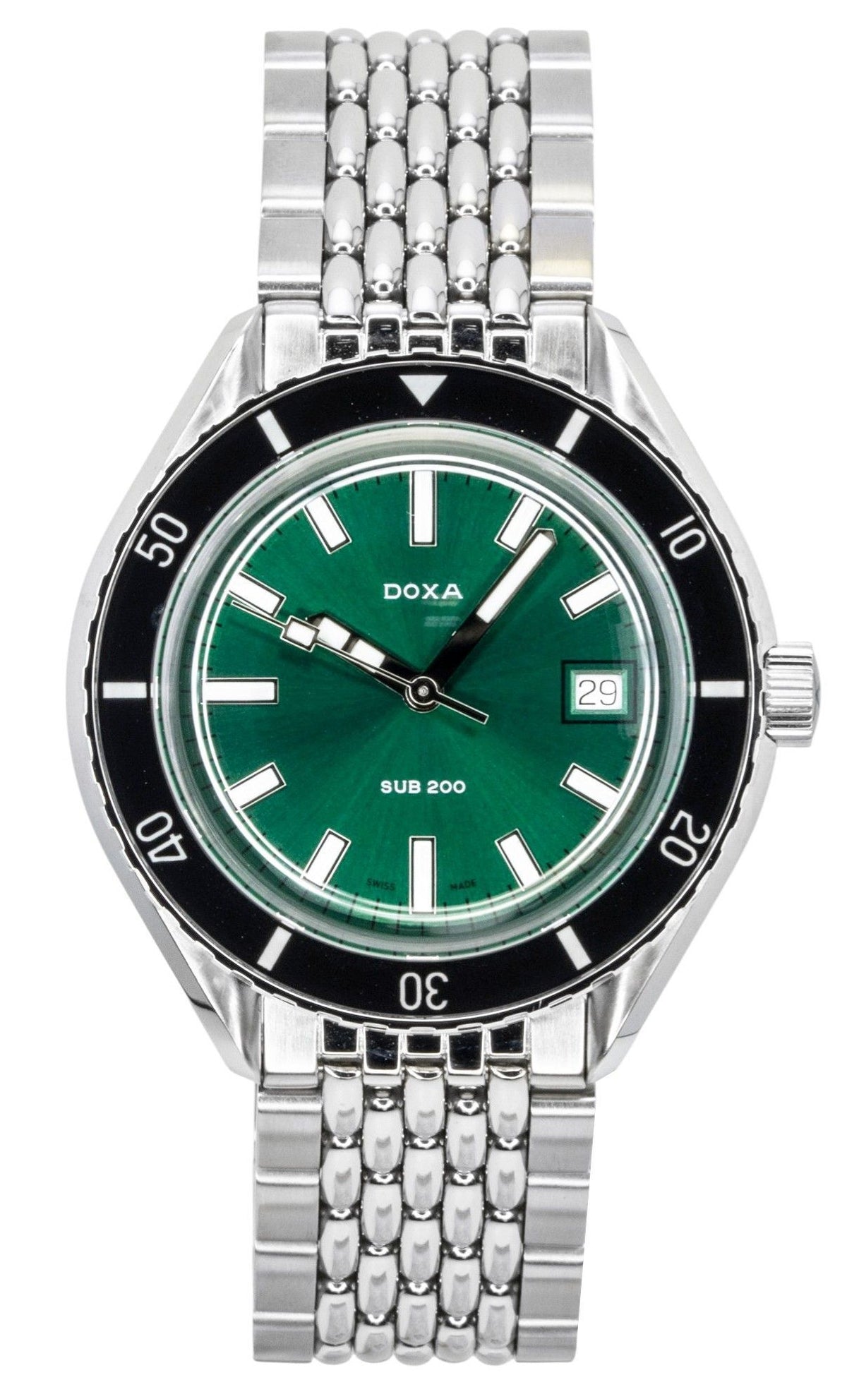 Doxa SUB 200 Sea Emerald Stainless Steel Green Dial Automatic Diver's 799.10.131.10 200M Men's Watch With Extra Strap
