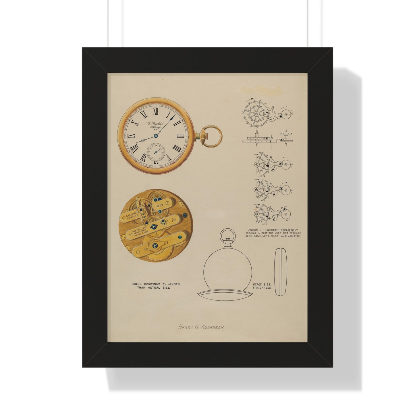 Harry G Aberdeen Watch and Case Framed Matte Print 1937 - Veloce - The App For Watch Collectors