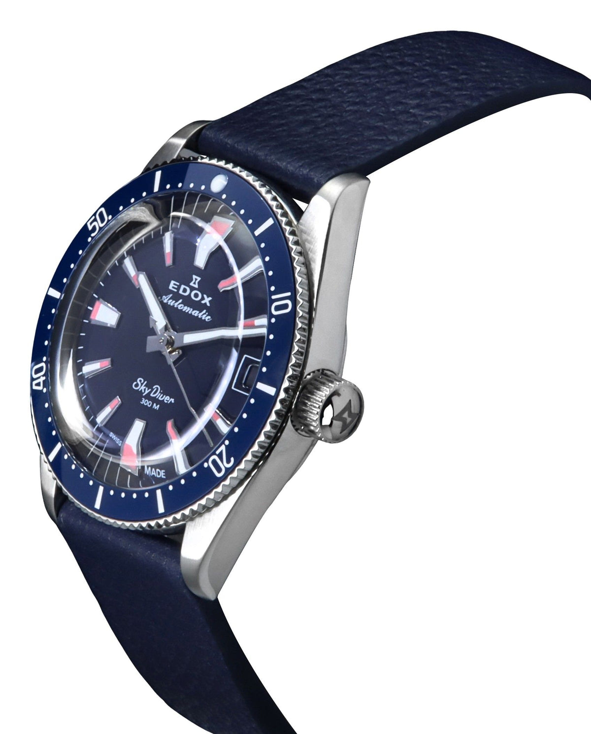 Edox Skydiver Limited Special Blue Dial Automatic Diver's 80131 3BUC BUICO 300M Men's Watch With Extra Strap