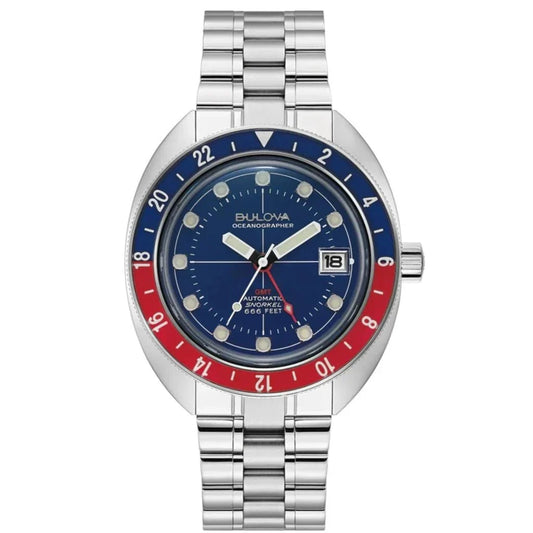 Bulova Oceanographer Automatic Mens Silver Watch 96b405