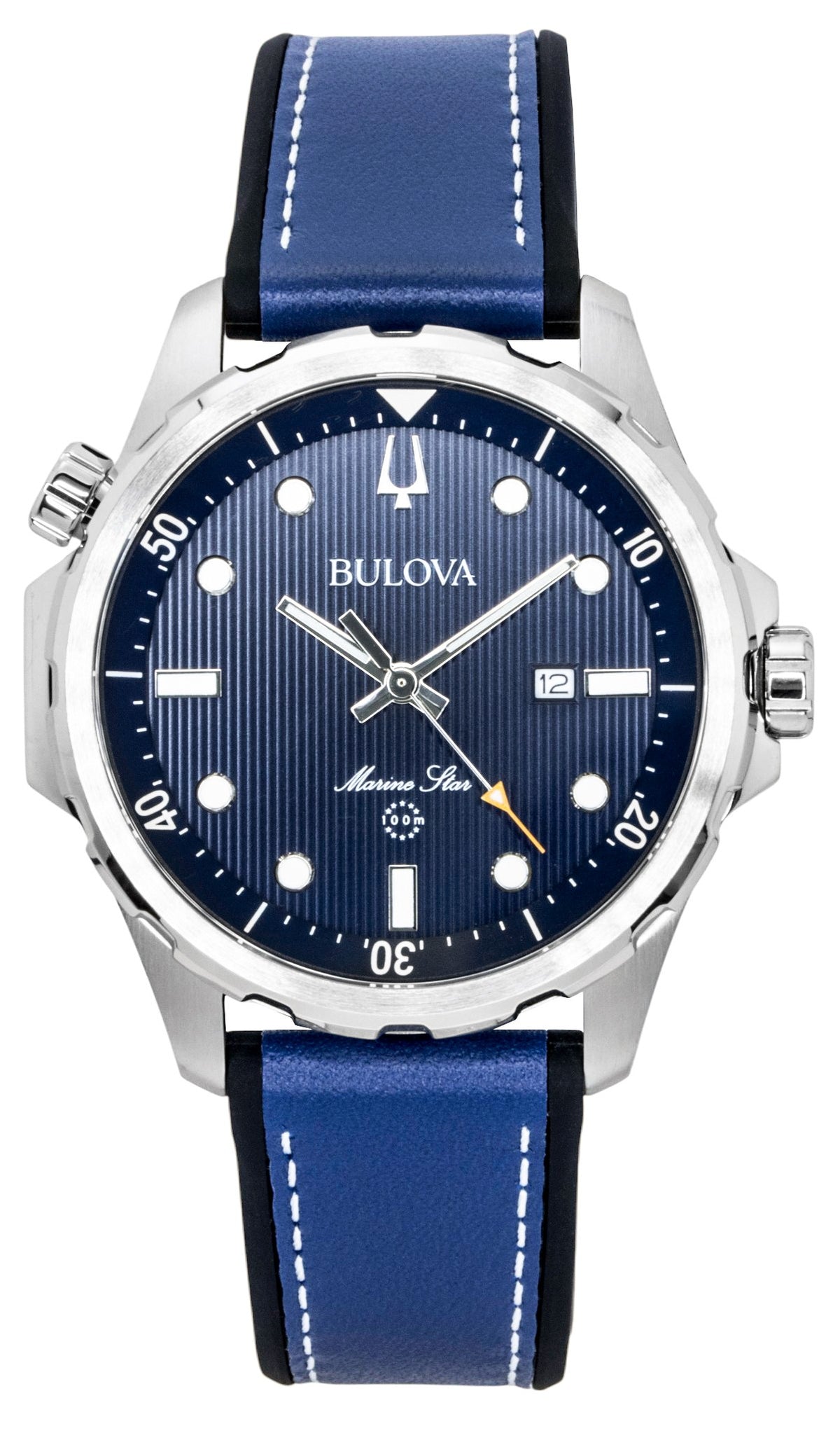 Bulova Marine Star Series Silicone Strap Blue Dial Quartz 96B419 100M Men's Watch