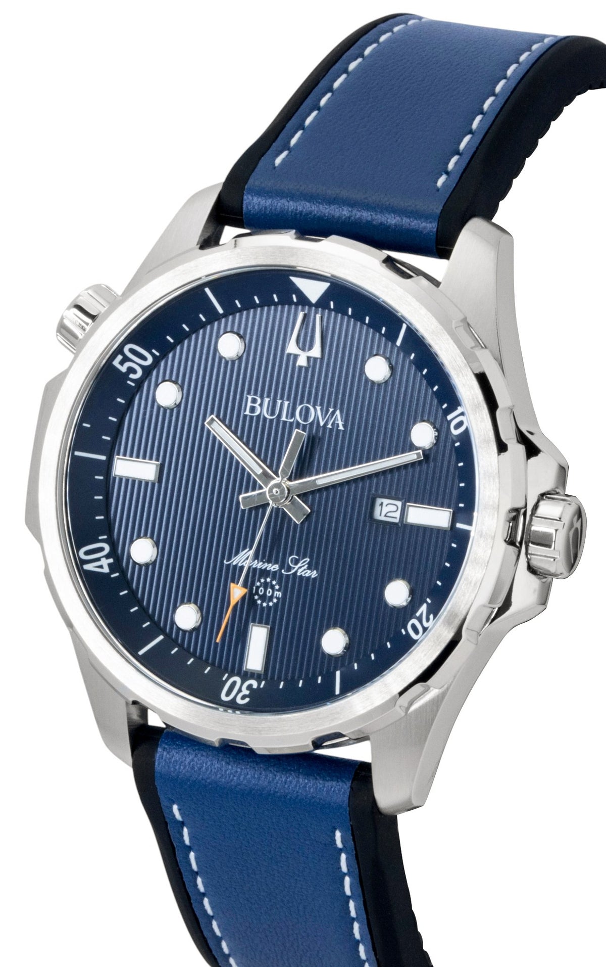 Bulova Marine Star Series Silicone Strap Blue Dial Quartz 96B419 100M Men's Watch