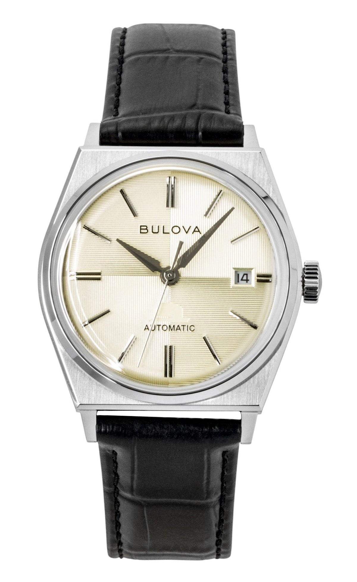 Bulova Frank Sinatra Leather Strap Beige Dial Automatic 96B483 Men's Watch