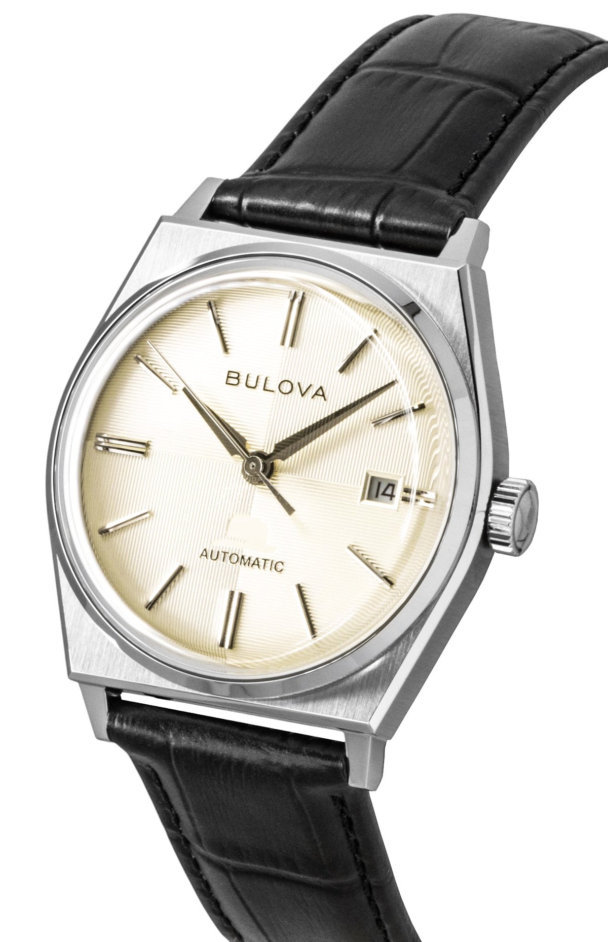 Bulova Frank Sinatra Leather Strap Beige Dial Automatic 96B483 Men's Watch