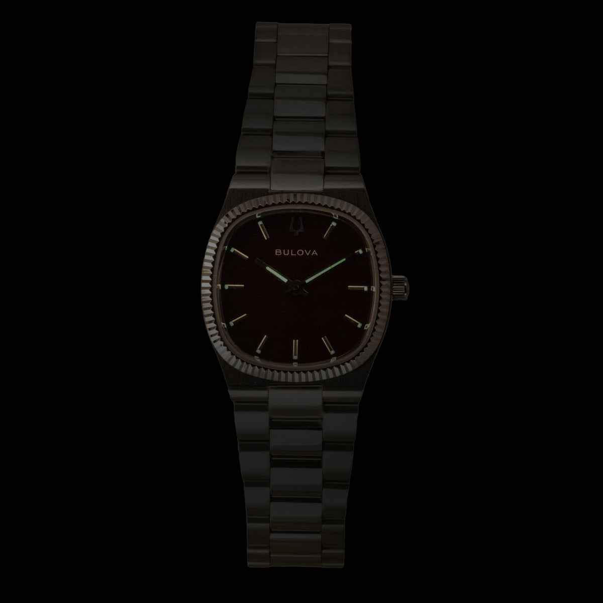 Bulova Super Seville Stainless Steel Red Mother Of Pearl Dial Quartz 96L354 Women's Watch