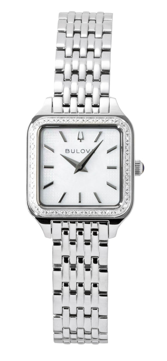 Bulova Sutton Stainless Steel Diamond Accents White Dial Quartz 96R256 Women's Watch
