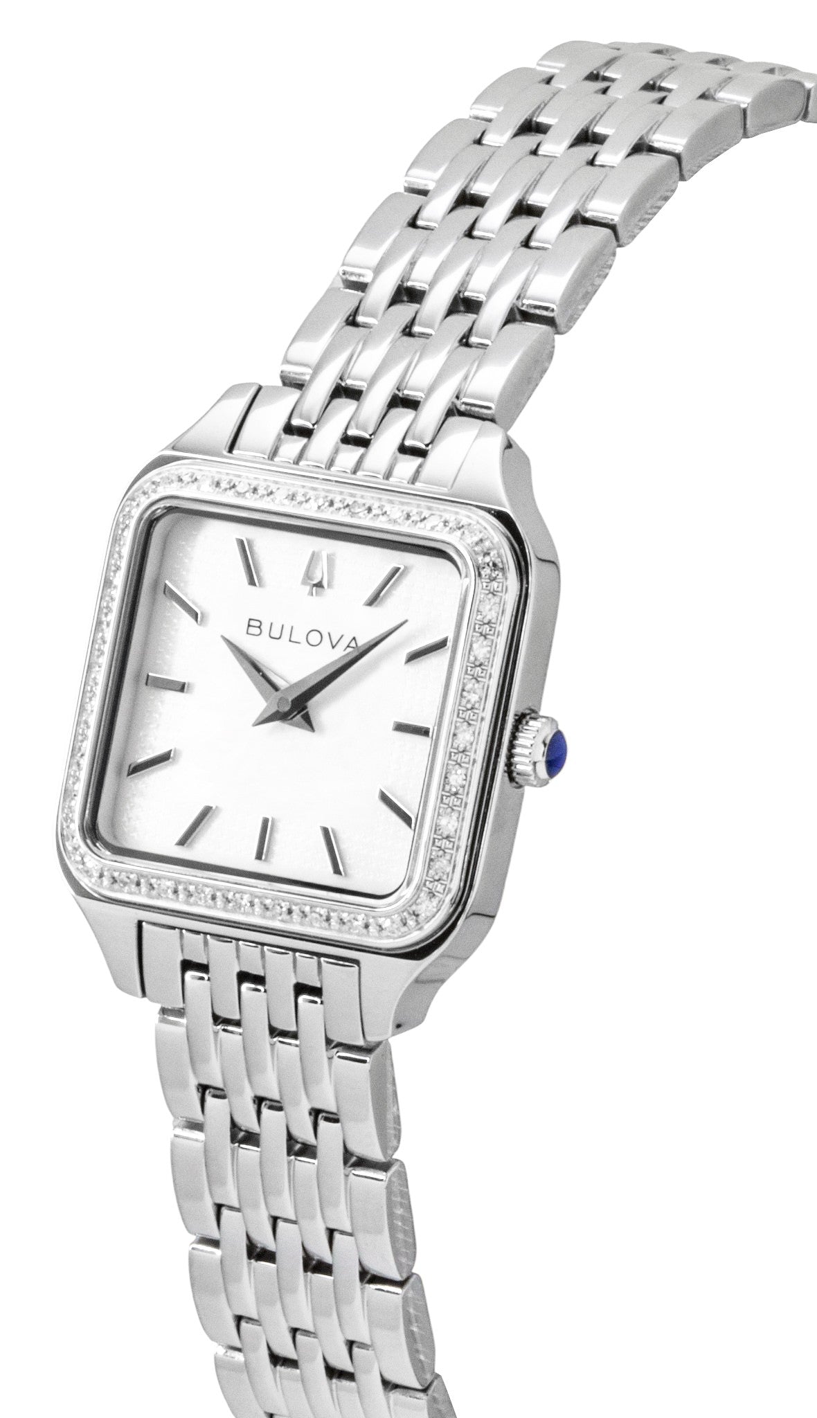 Bulova Sutton Stainless Steel Diamond Accents White Dial Quartz 96R256 Women's Watch