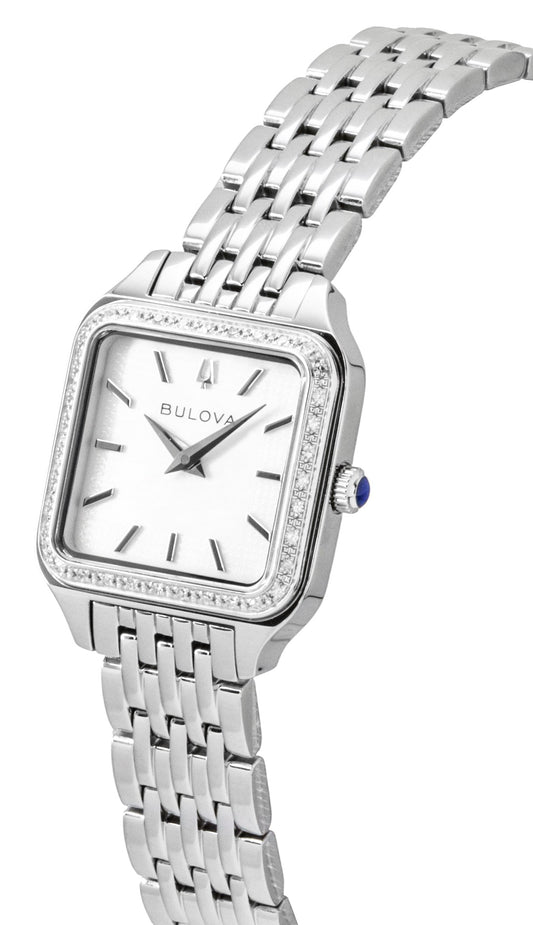 Bulova Sutton Stainless Steel Diamond Accents White Dial Quartz 96R256 Women's Watch