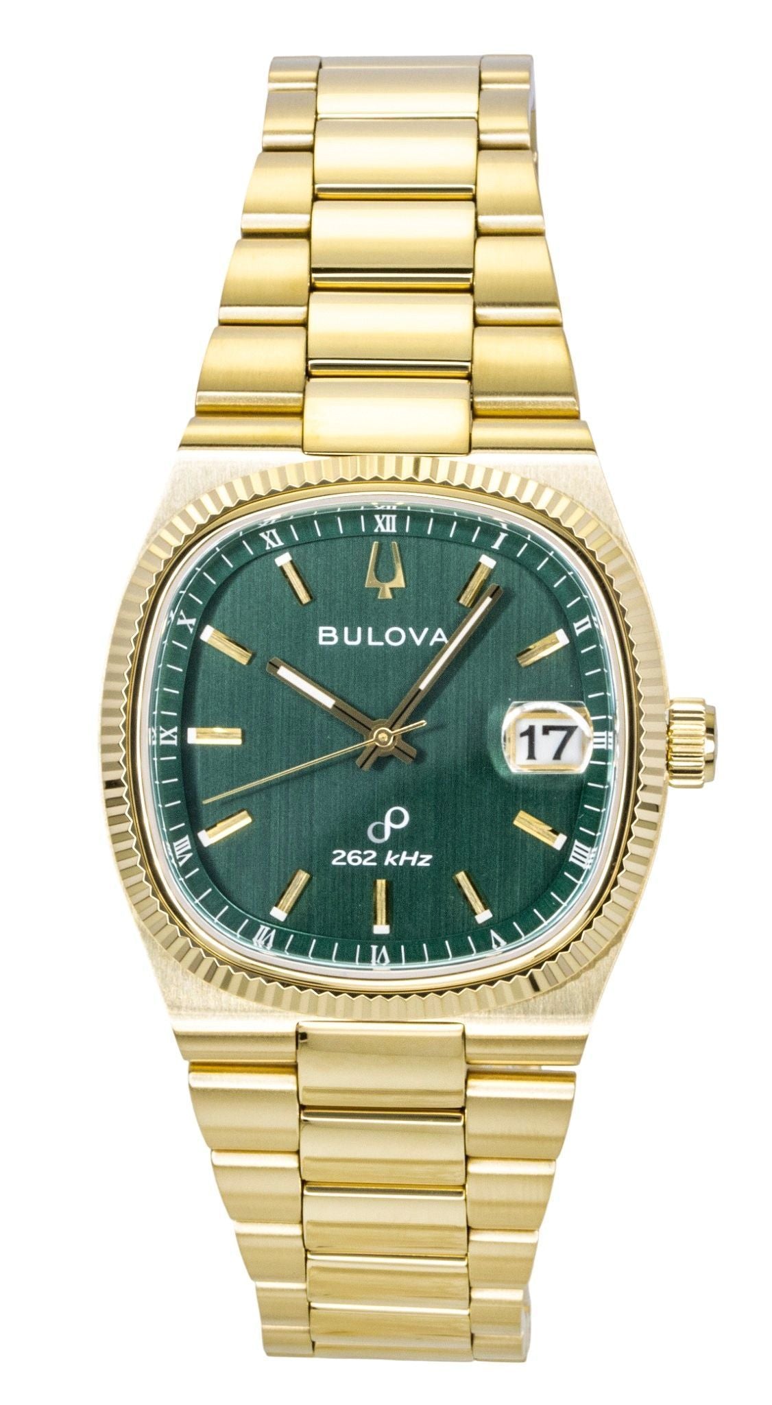 Bulova Super Seville Gold Tone Stainless Steel Green Dial Quartz 97B237 Men's Watch