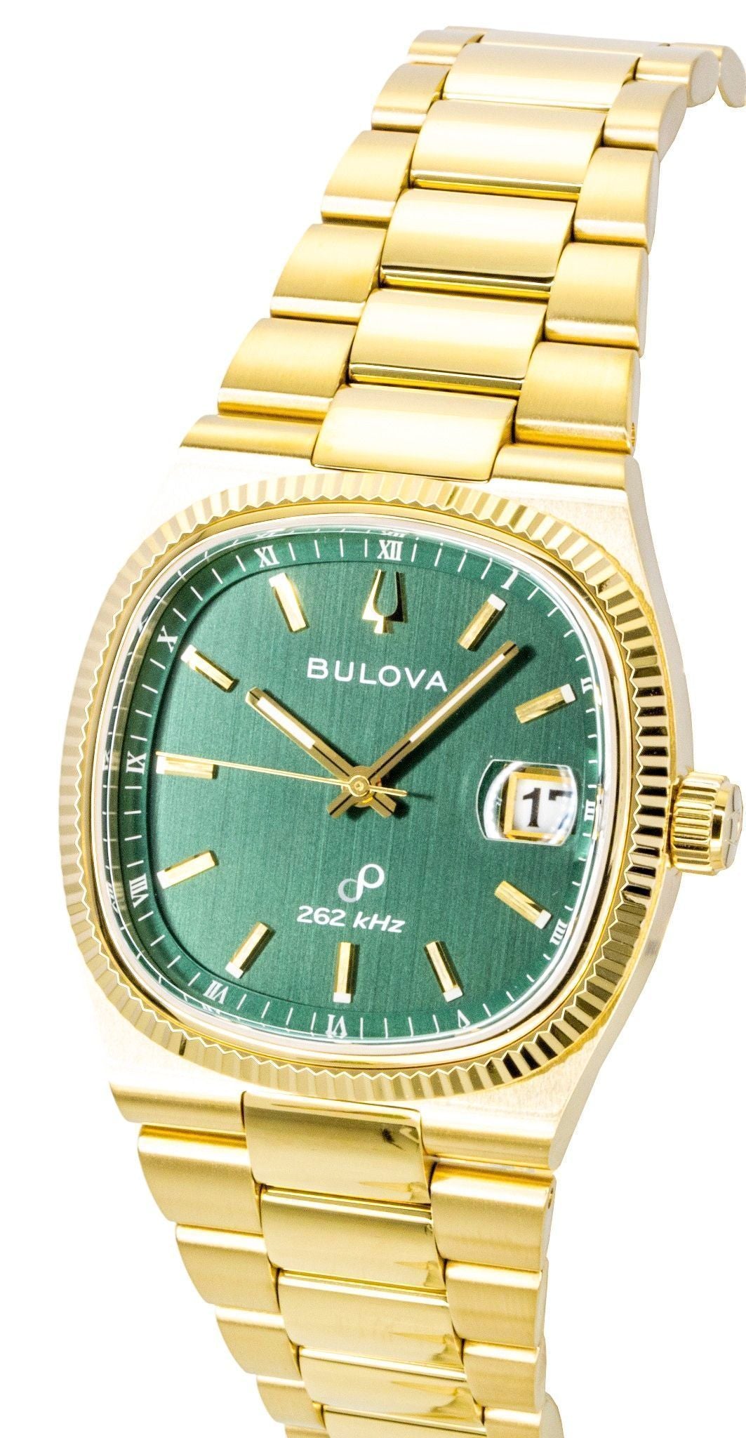 Bulova Super Seville Gold Tone Stainless Steel Green Dial Quartz 97B237 Men's Watch