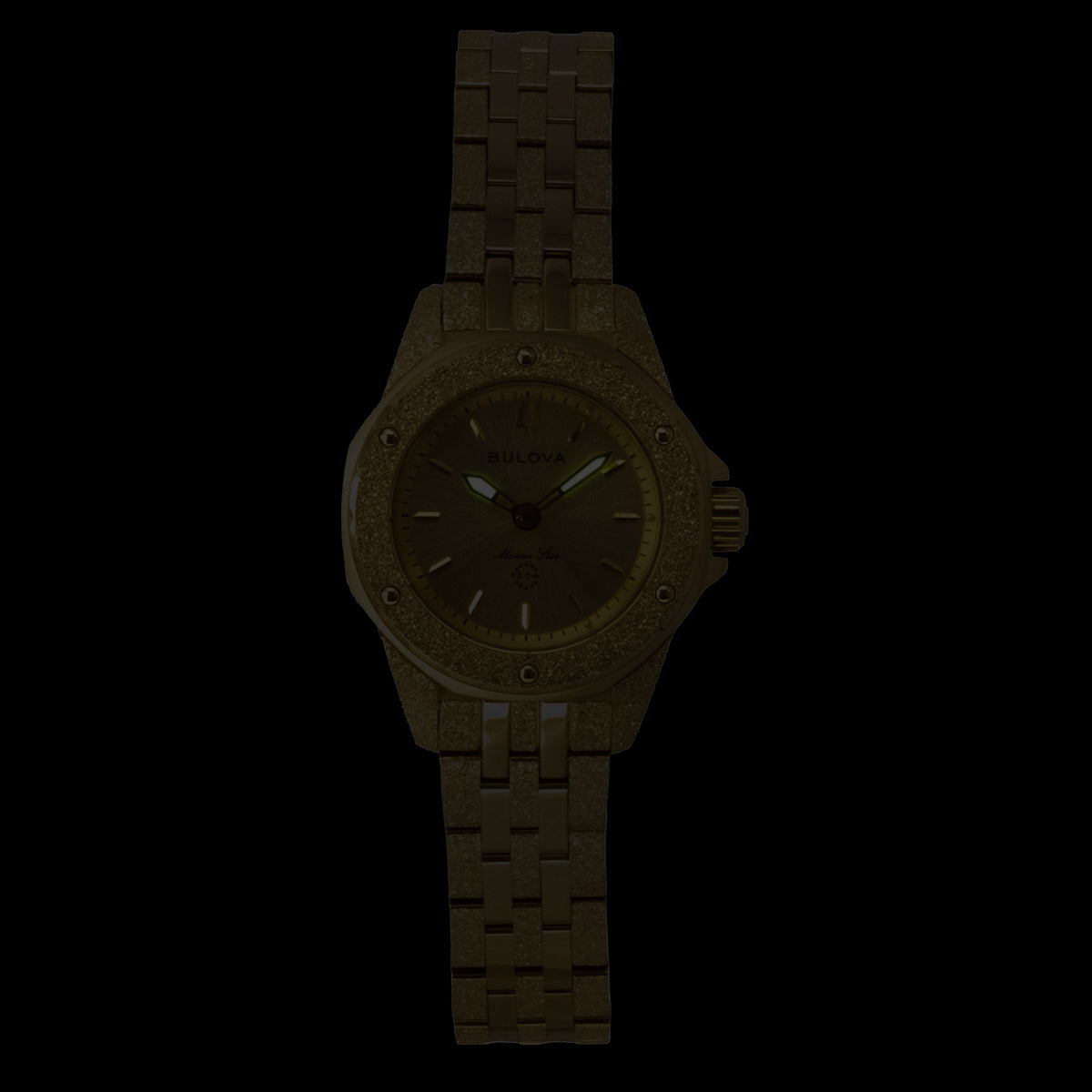 Bulova Marine Star Marc Anthony Stainless Steel Gold Dial Quartz 97L192 100M Women's Watch