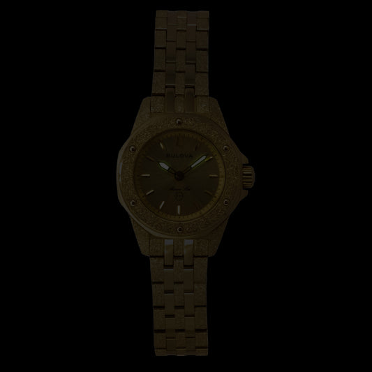 Bulova Marine Star Marc Anthony Stainless Steel Gold Dial Quartz 97L192 100M Women's Watch