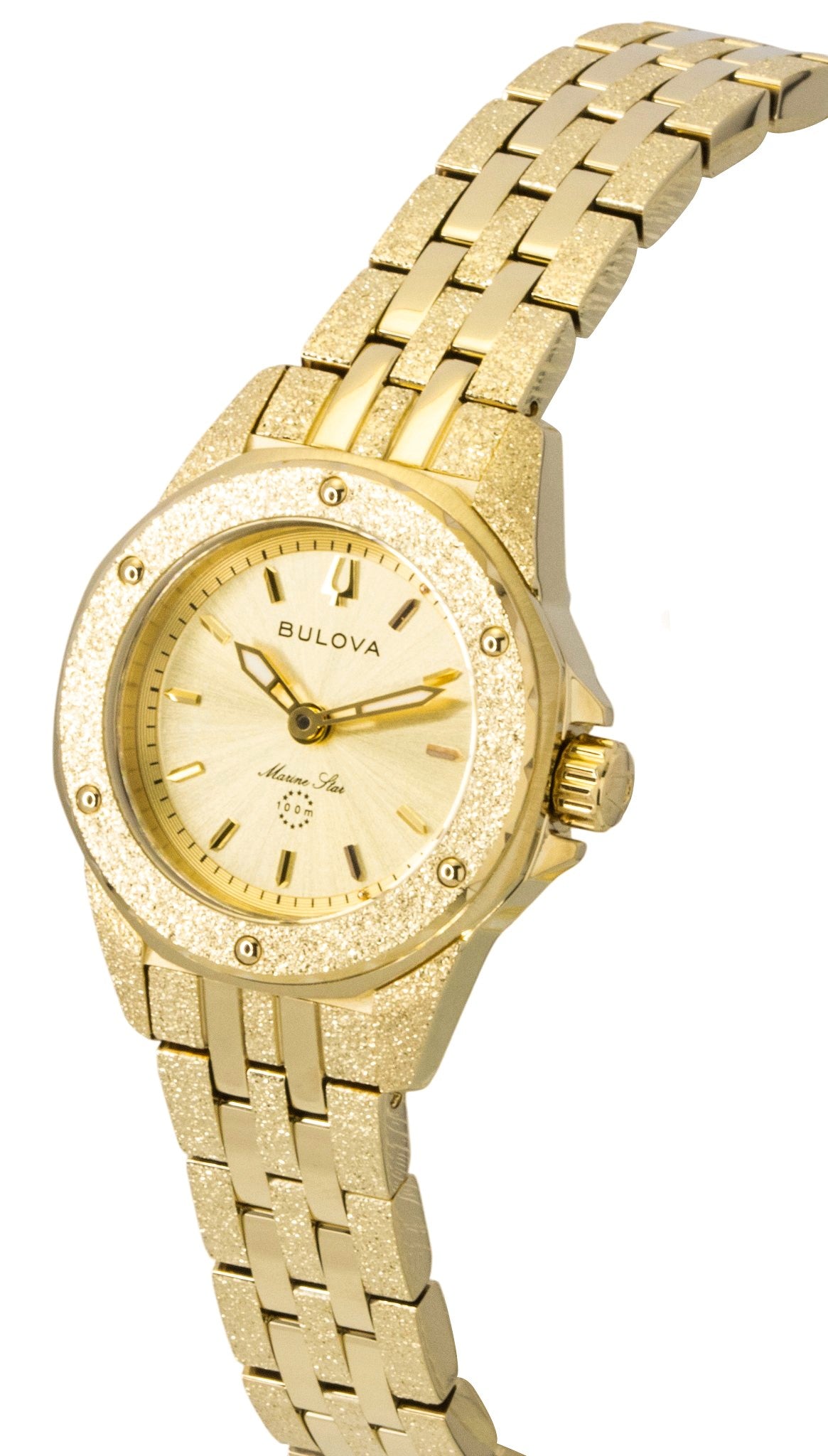 Bulova Marine Star Marc Anthony Stainless Steel Gold Dial Quartz 97L192 100M Women's Watch