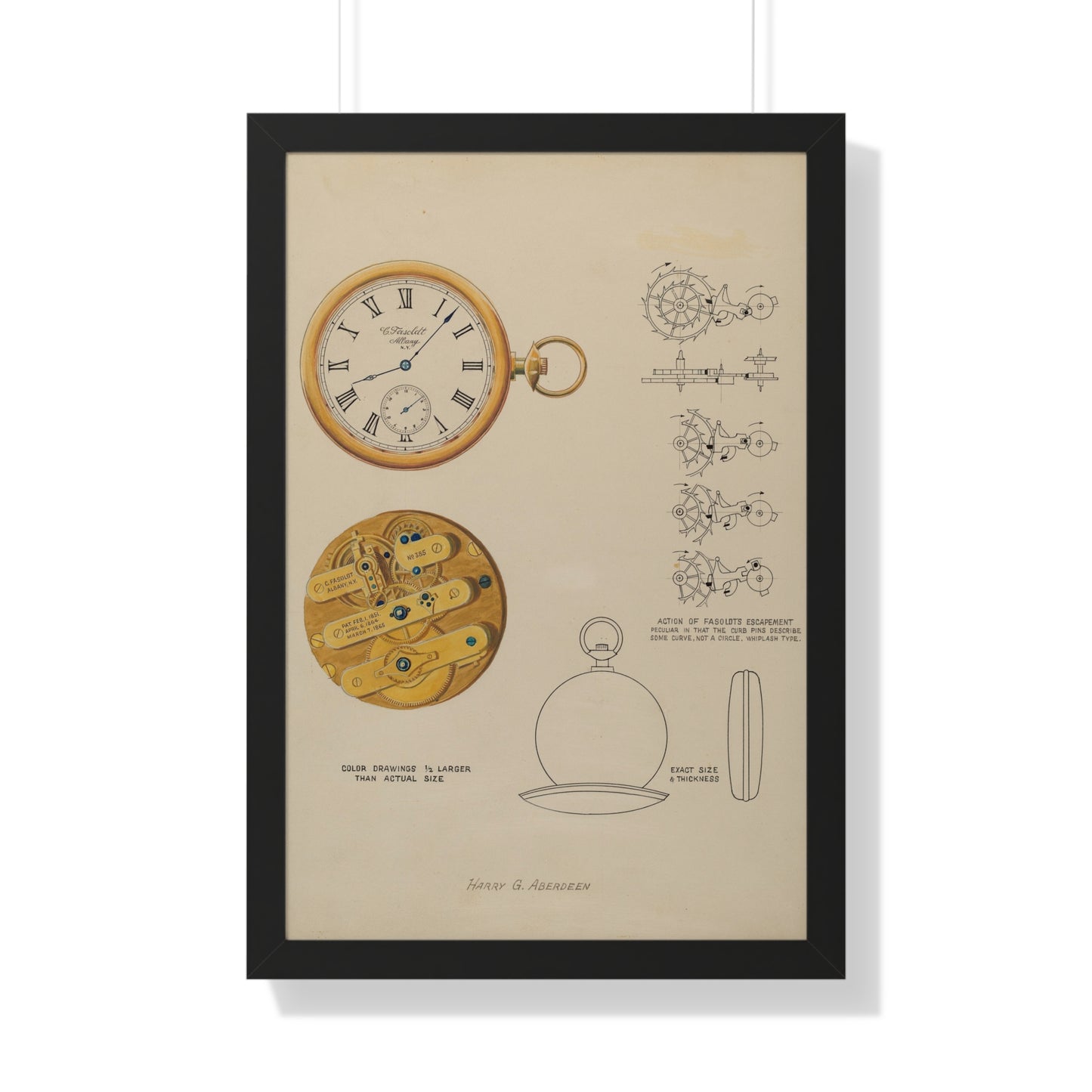 Harry G Aberdeen Watch and Case Framed Matte Print 1937 - Veloce - The App For Watch Collectors