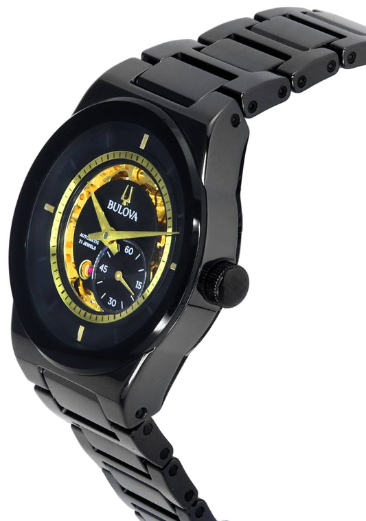 Bulova Modern Millennia Semi Skeleton Black Dial Automatic 98A291 Men's Watch