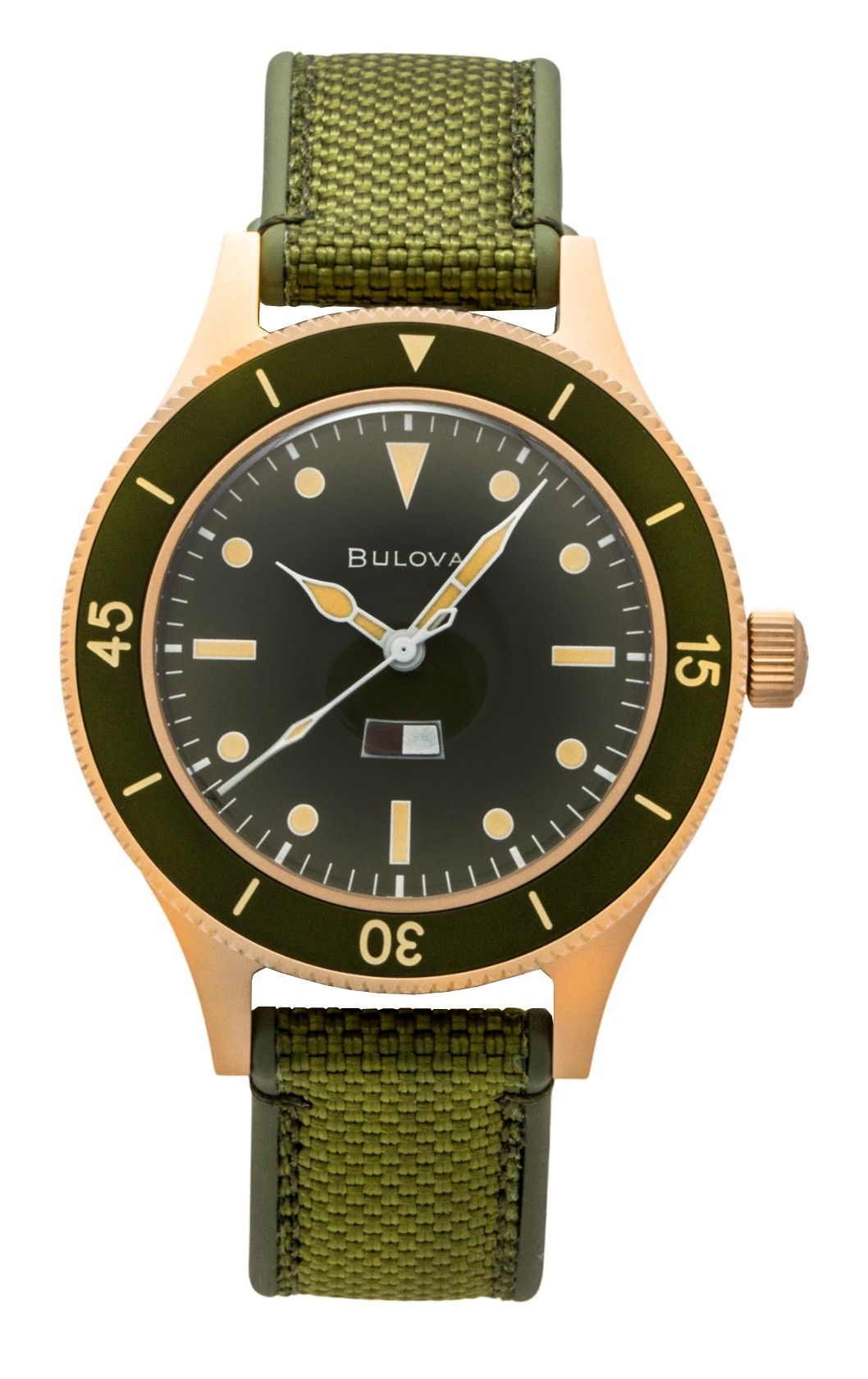 Bulova Mil Ships 150th Anniversary Special Edition Green Dial Automatic Diver's 98A324 200M Men's Watch