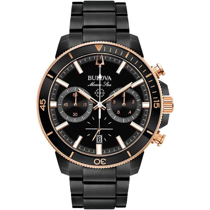 Bulova Marine Star Mens Black Watch 98b302