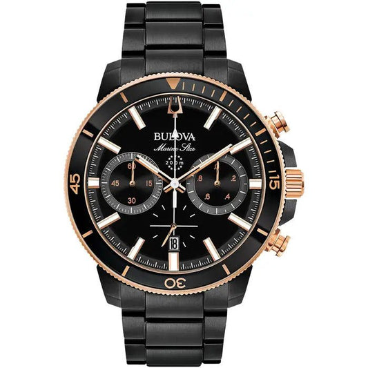 Bulova Marine Star Mens Black Watch 98b302