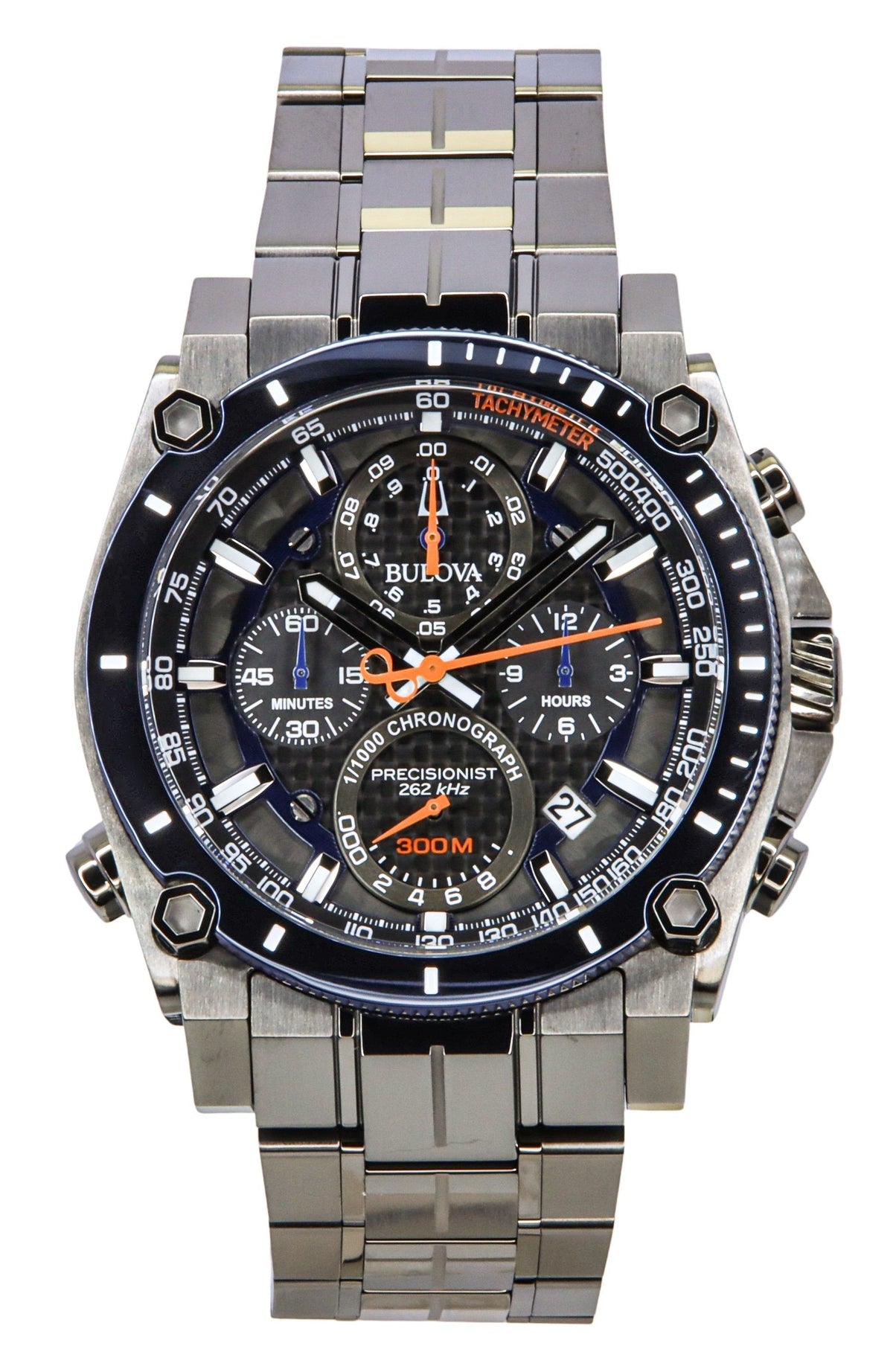Bulova Icon Precisionist Chronograph Stainless Steel Grey Dial Quartz Diver's 98B343 300M Men's Watch
