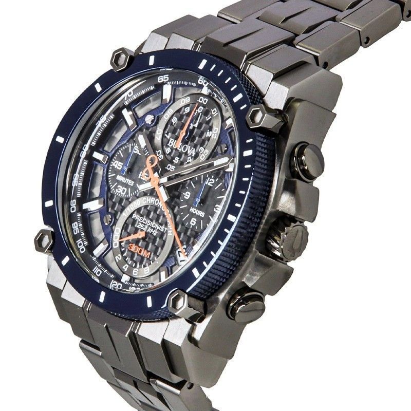 Bulova Icon Precisionist Chronograph Stainless Steel Grey Dial Quartz Diver's 98B343 300M Men's Watch