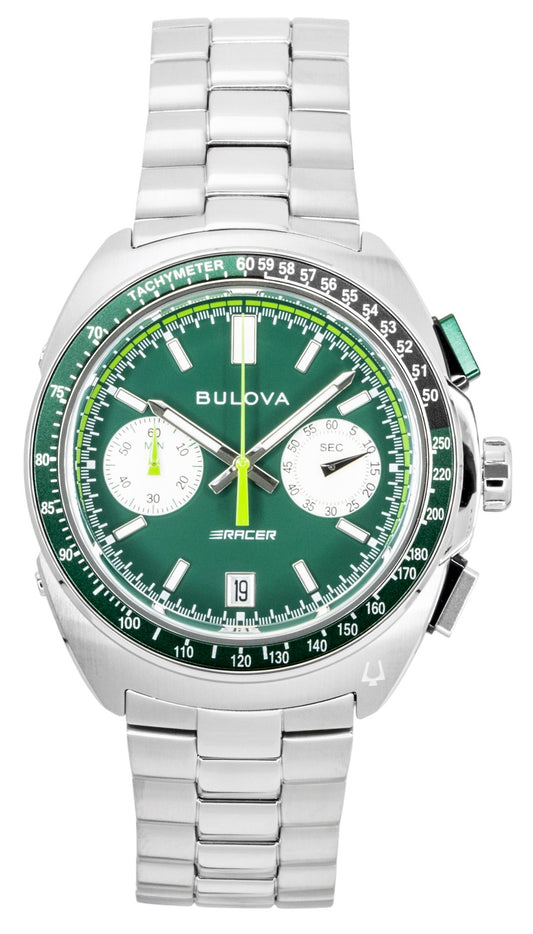 Bulova Racer Chronograph Stainless Steel Green Dial Quartz 98B468 Men's Watch