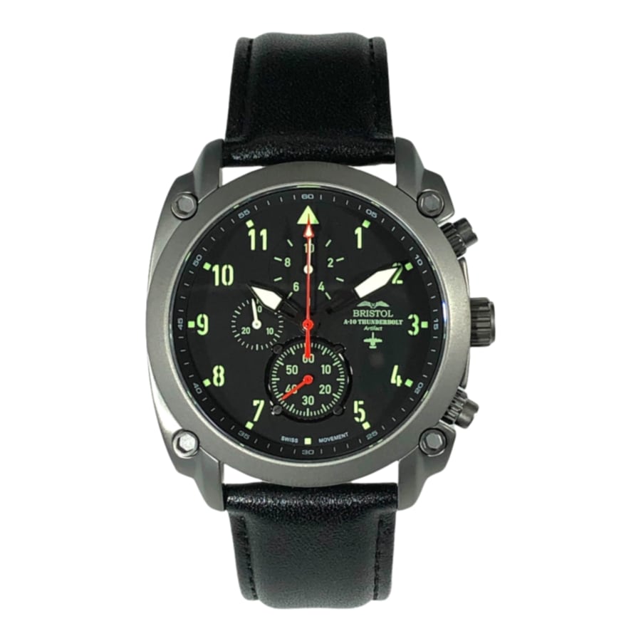 A 10 Thunderbolt Tribute Watch Gunmetal Finish Leather Band - Veloce - The App For Watch Collectors